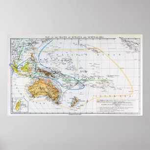 Map of the races of Oceania and Australasia Poster