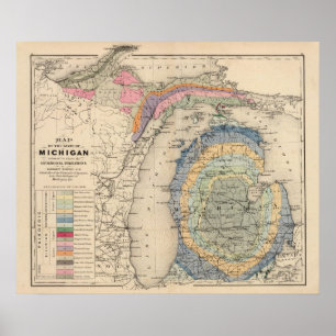 Map of the State of Michigan Poster