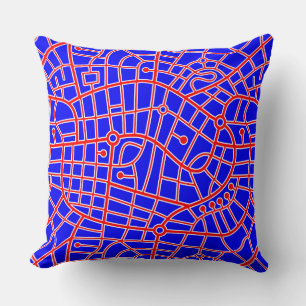 Map Pattern 030520 - Rotes Weiß und Blau Kissen