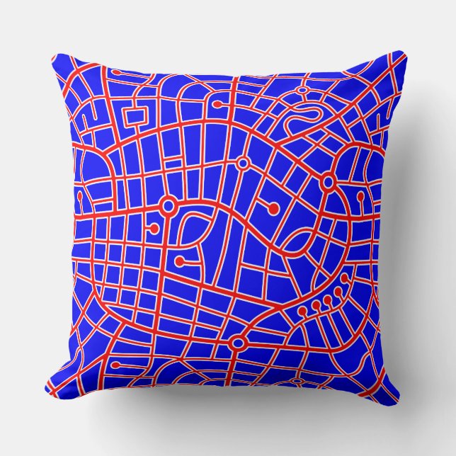 Map Pattern 030520 - Rotes Weiß und Blau Kissen (Vorderseite)