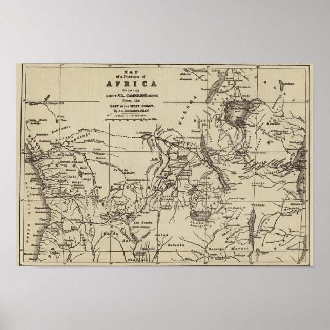 Map Portion of Africa Cameron’s Route Poster (Vorne)
