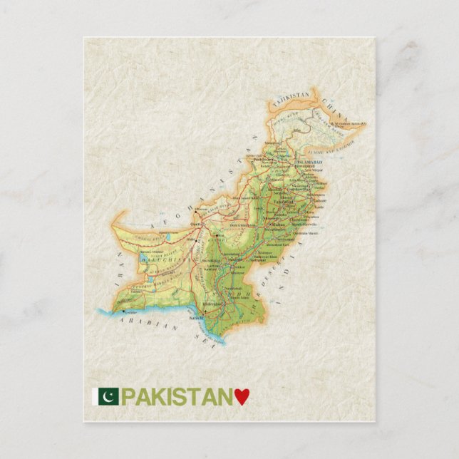 MAP POSTCARDS in Pakistan Postkarte (Vorderseite)
