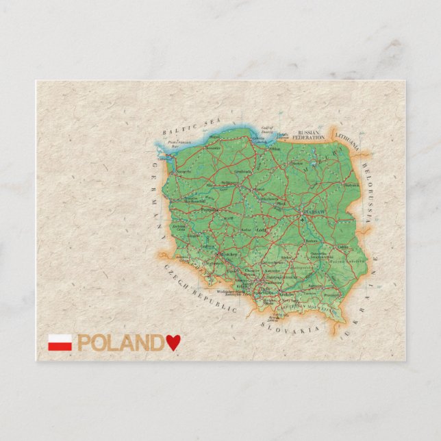 MAP POSTCARDS in Polen Postkarte (Vorderseite)