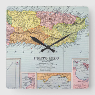 MAP: PUERTO RICO, 1900 QUADRATISCHE WANDUHR