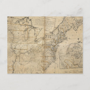 MAP: USA, 1783 POSTKARTE