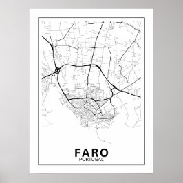 Mapa Da Cidade Faro Estilo Linha Clássico Poster