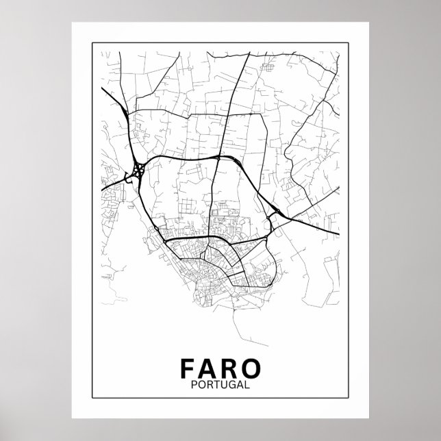 Mapa Da Cidade Faro Estilo Linha Clássico Poster (Vorne)