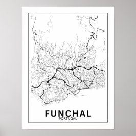 Mapa Da Cidade Funchal Estilo Linhas Clássico Poster