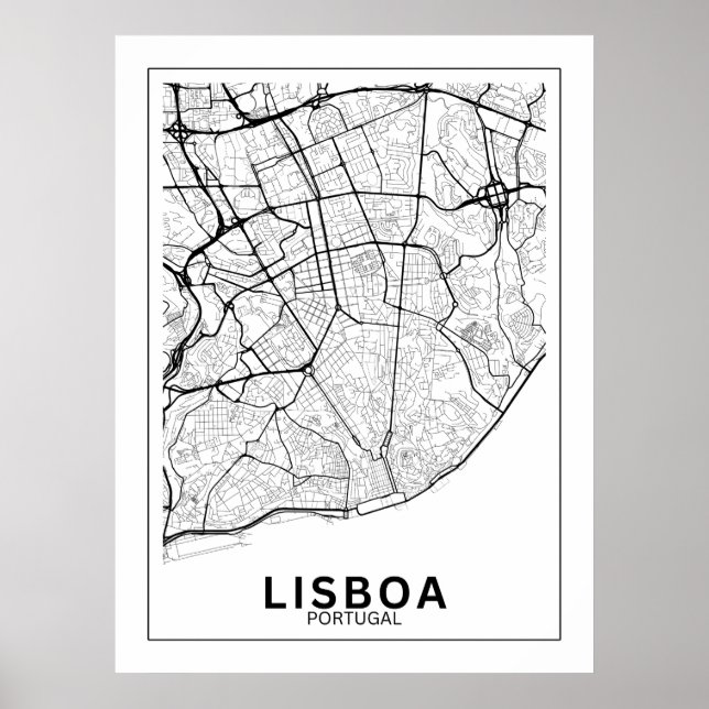 Mapa Da Cidade Lisboa Estilo Linhas Clássico Poster (Vorne)