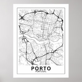 Mapa Da Cidade Porto Estilo Linha Clássico Poster