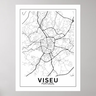 Mapa Da Cidade Viseu Estilo Linha Clássico Poster