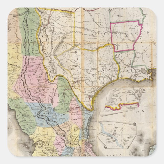 Mapa de los Estados Unidos De Mejico Quadratischer Aufkleber (Vorderseite)