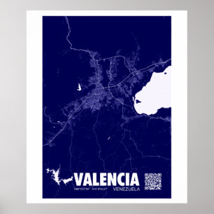 Mapa de Valencia - Venezuela - Stadtkarte Poster