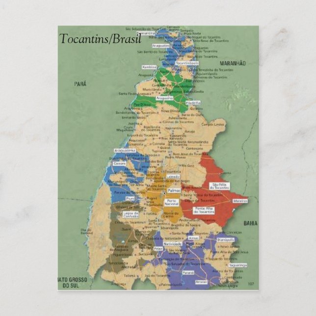 Mapa do Tocantins Postkarte (Vorderseite)