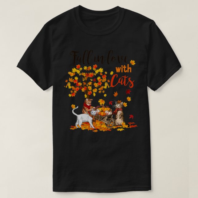 Maple Cat Leaf Fall Hallo Herbst Fahrradgeschenk K T-Shirt (Design vorne)
