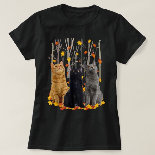 Maple Cat Leaf Fall Hallo Herbst Schöne Küche T-Shirt (Design vorne)