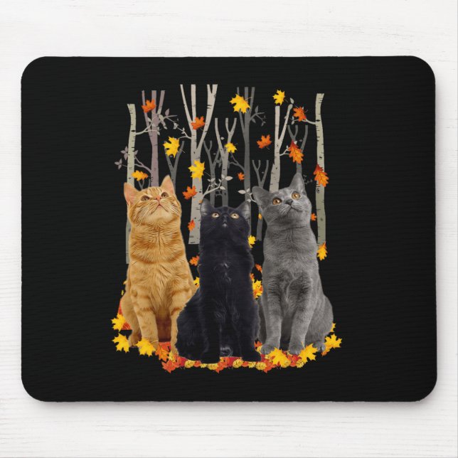 Maple Cat Leaf Fall Hallo Herbst Spaß Kitty Mousepad (Vorne)