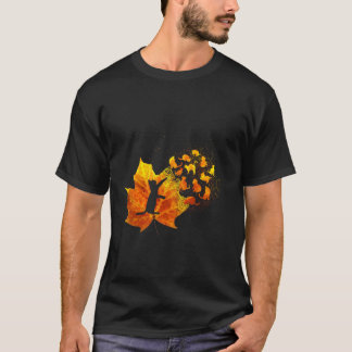 Maple Cat Leaf Fall Hallo Herbstsonne Katze Kitten T-Shirt