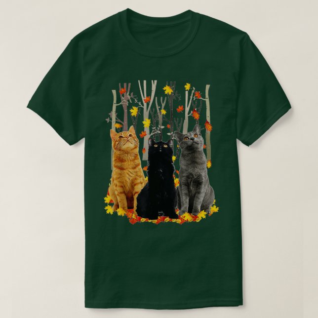 Maple Cat Leaf Herbst T-Shirt Herbstsaison Funny K (Design vorne)