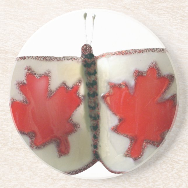 "Maple Leaf Monarch" Kanadischer-Flaggen-Schmetter Untersetzer (Vorne)