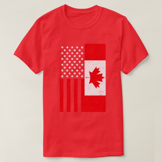 Maple Leaf USA Kanadische Flagge Amerikanische Fre T-Shirt (Design vorne)