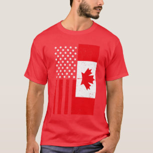 Maple Leaf USA Kanadische Flagge Amerikanische Fre T-Shirt