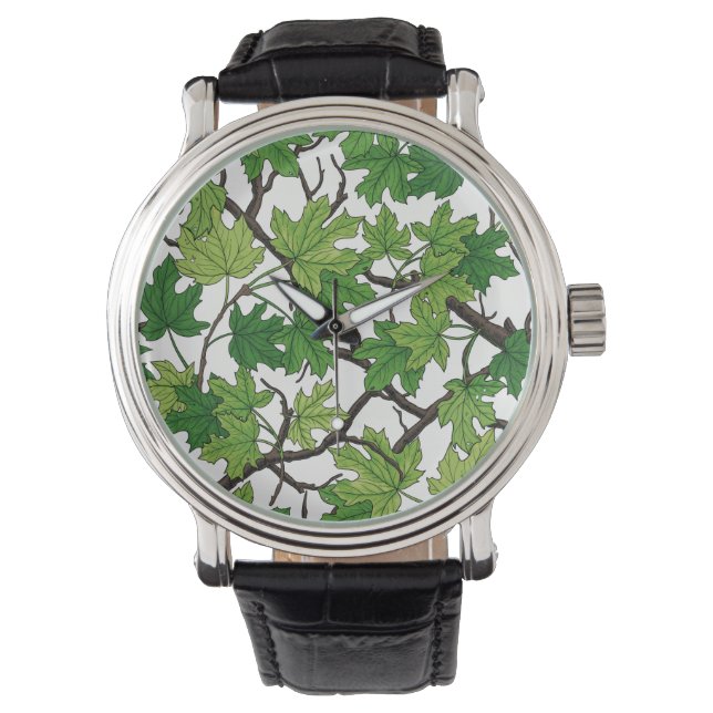 Maple leaves on white armbanduhr (Vorderseite)