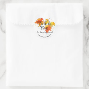 Maple Leaves Thank You For Buying Local Business Runder Aufkleber