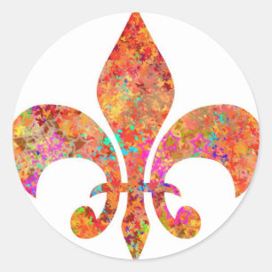 Maple Star Designer Fleur-de-Lis Runder Aufkleber