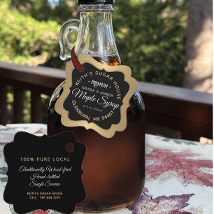 Maple Syrup Black and Gold Elegante Script hangtag Geschenkanhänger