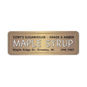 MAPLE SYRUP ETIKETT Metallisches Gold an der Grenz