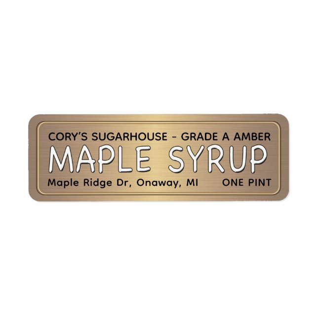 MAPLE SYRUP ETIKETT Metallisches Gold an der Grenz (Vorne)