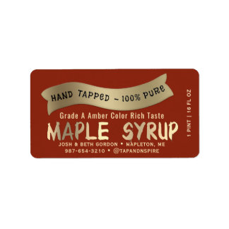 Maple Syrup Jar Tag with Metallic Gold Drip Font  Adressaufkleber