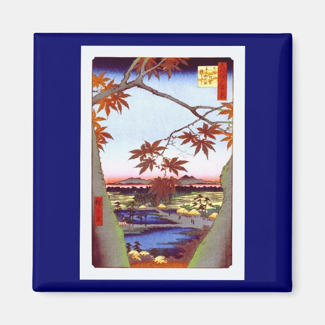 Maple Trees Tekona Hiroshige Vintag Japanisch Magnet (Vorne)