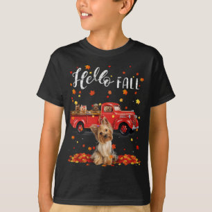 Maple Yorkshire Terrier Dog Leaf Herbstrot T T-Shirt