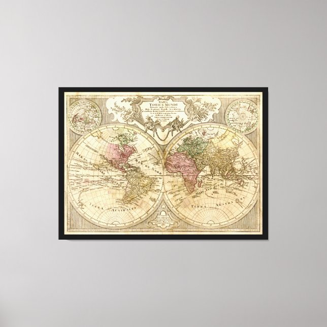 Mappa Totius Mundi Weltkarte (1775) Leinwanddruck (Vorderseite)