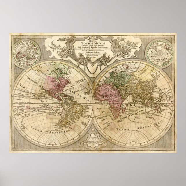 Mappa Totius Mundi Weltkarte (1775) Poster (Vorne)