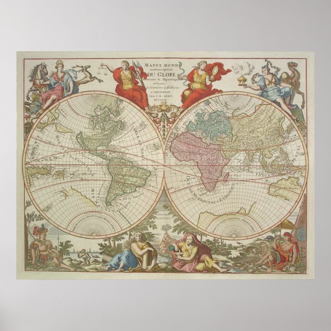 Mappe Monde ou Description du Globe Terrestre & Aq Poster (Vorne)