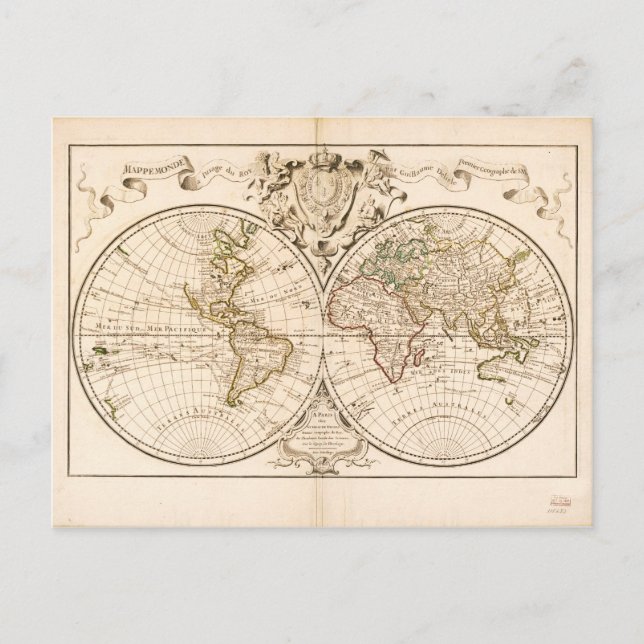 Mappemonde a l'use du roy (Weltkarte von 1720) Postkarte (Vorderseite)