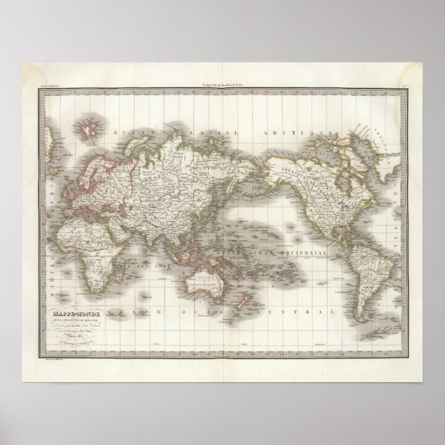 Mappemonde - Globe-Karte Poster (Vorne)