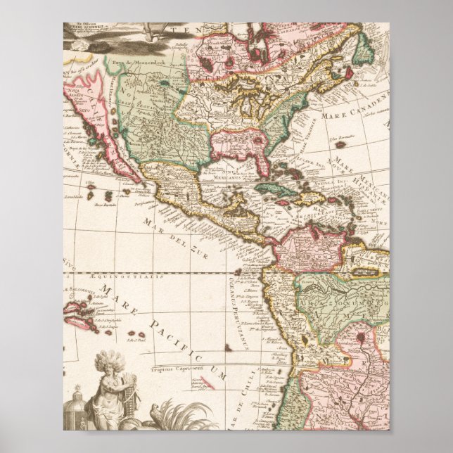 Maps of North and South America (1680-1742) Poster (Vorne)