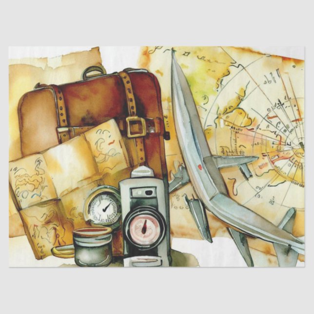 "Maps & Travel Elegance: Adventure Awaits" Seidenpapier (Vorderseite)