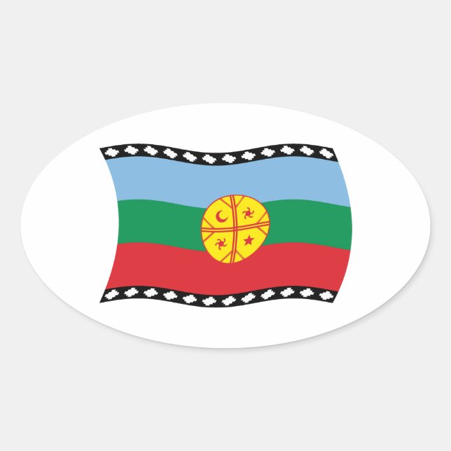 Mapuche-Flaggen-Aufkleber Ovaler Aufkleber (Vorderseite)