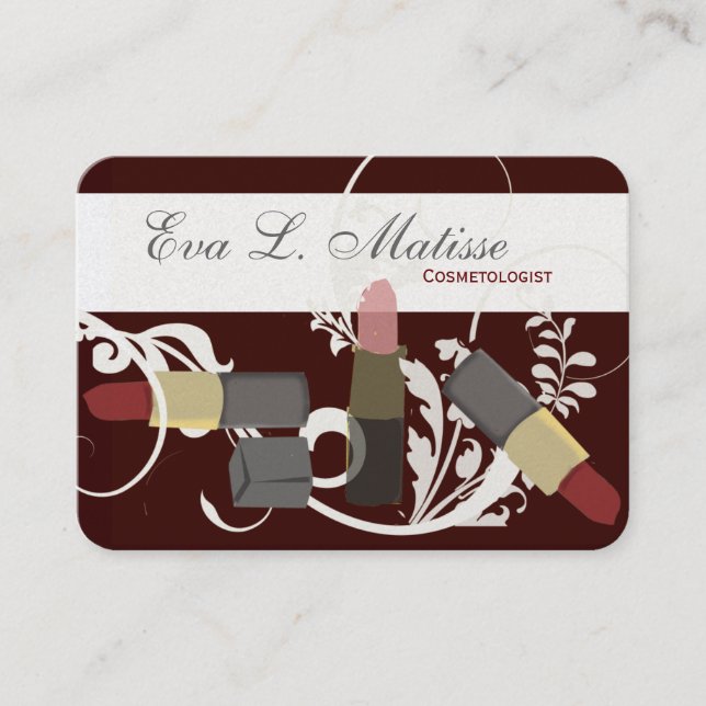 Maquillage Kosmetik-Lippenstift-Trio-Maskenbildner Visitenkarte (Vorderseite)