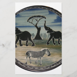 Mara Trompete Ruhm Afrikanischer Elefant Zebra Öl Briefpapier