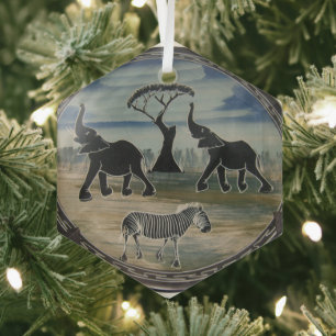 Mara Trompete Ruhm Afrikanischer Elefant Zebra Öl  Ornament Aus Glas