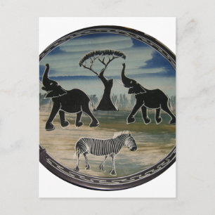 Mara Trompete Ruhm Afrikanischer Elefant Zebra Öl Postkarte