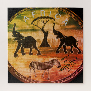 Mara Trompete Ruhm Afrikanischer Elefant Zebra Öl  Puzzle