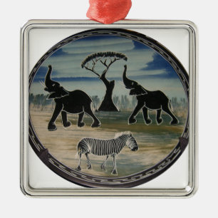 Mara Trompete Ruhm Afrikanischer Elefant Zebra Öl  Silbernes Ornament