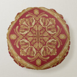 Mara Trumpet Glory Golden Red Ornate Luxury Throw Rundes Kissen